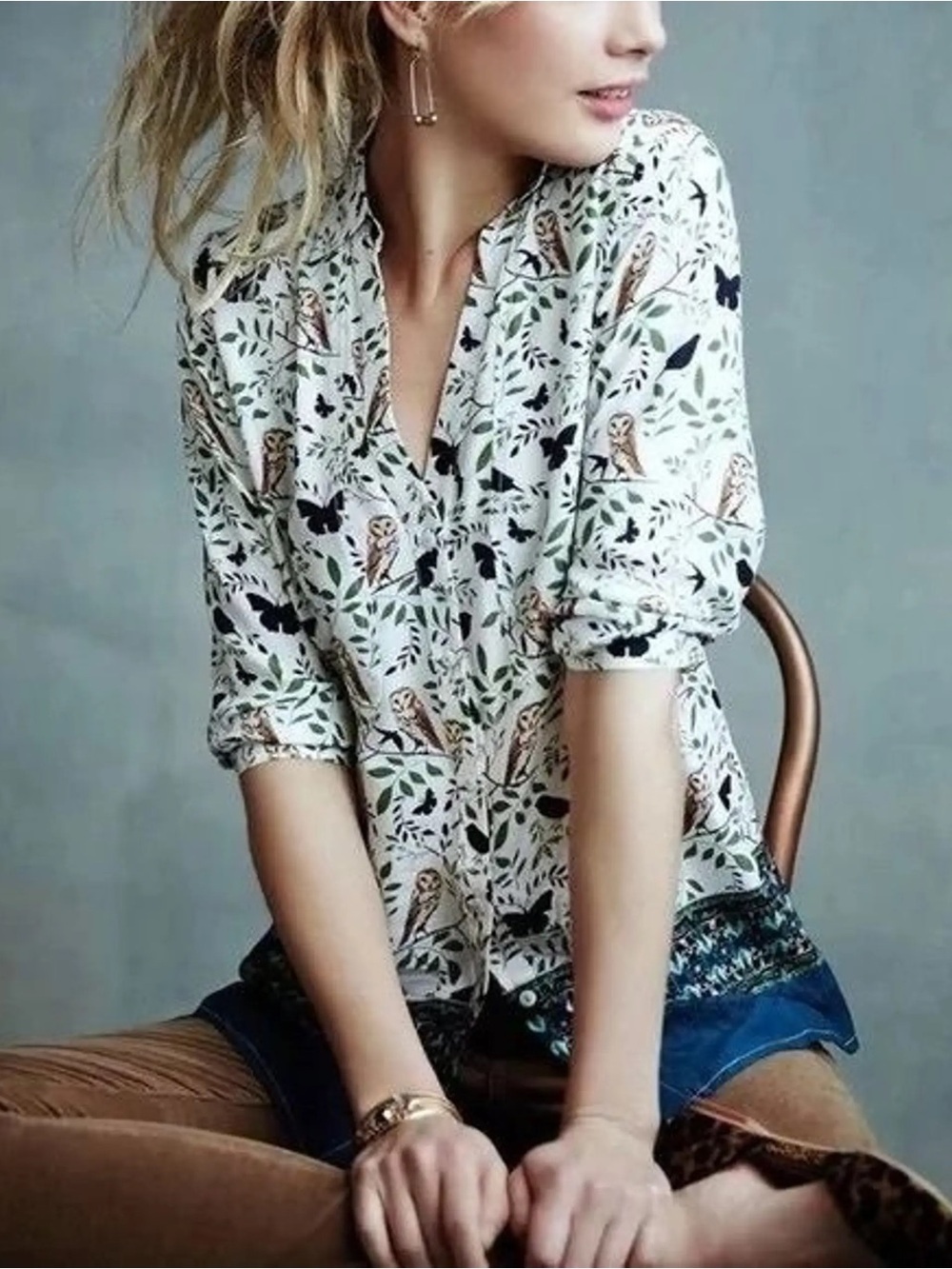 Anthropologie Maeve Woodland Walk Blouse Size 4